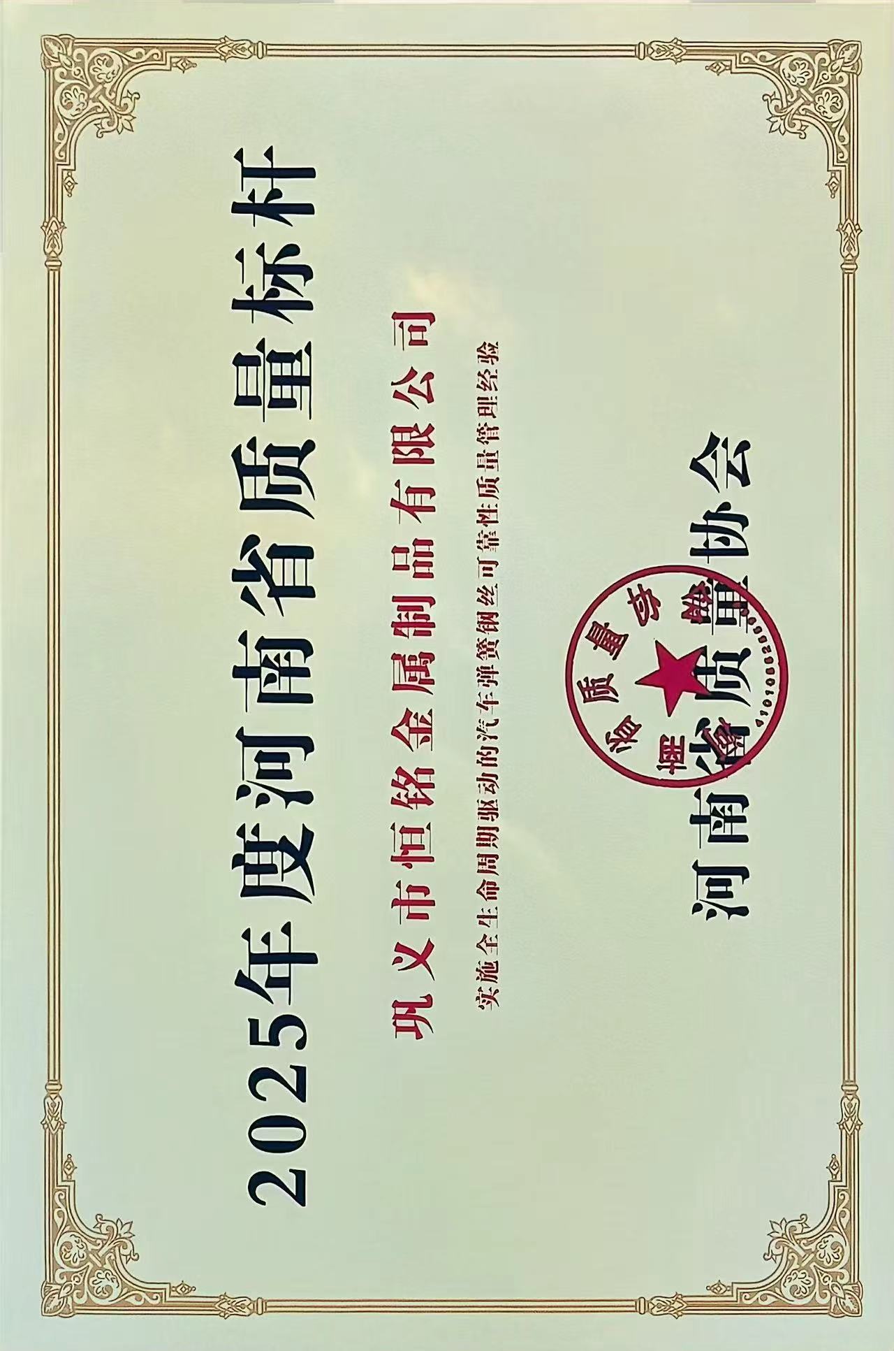 2025年度河南省質(zhì)量標(biāo)桿